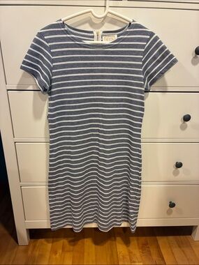 Sail to Sable Blue & White Striped Short-Sleeve Mini Dress